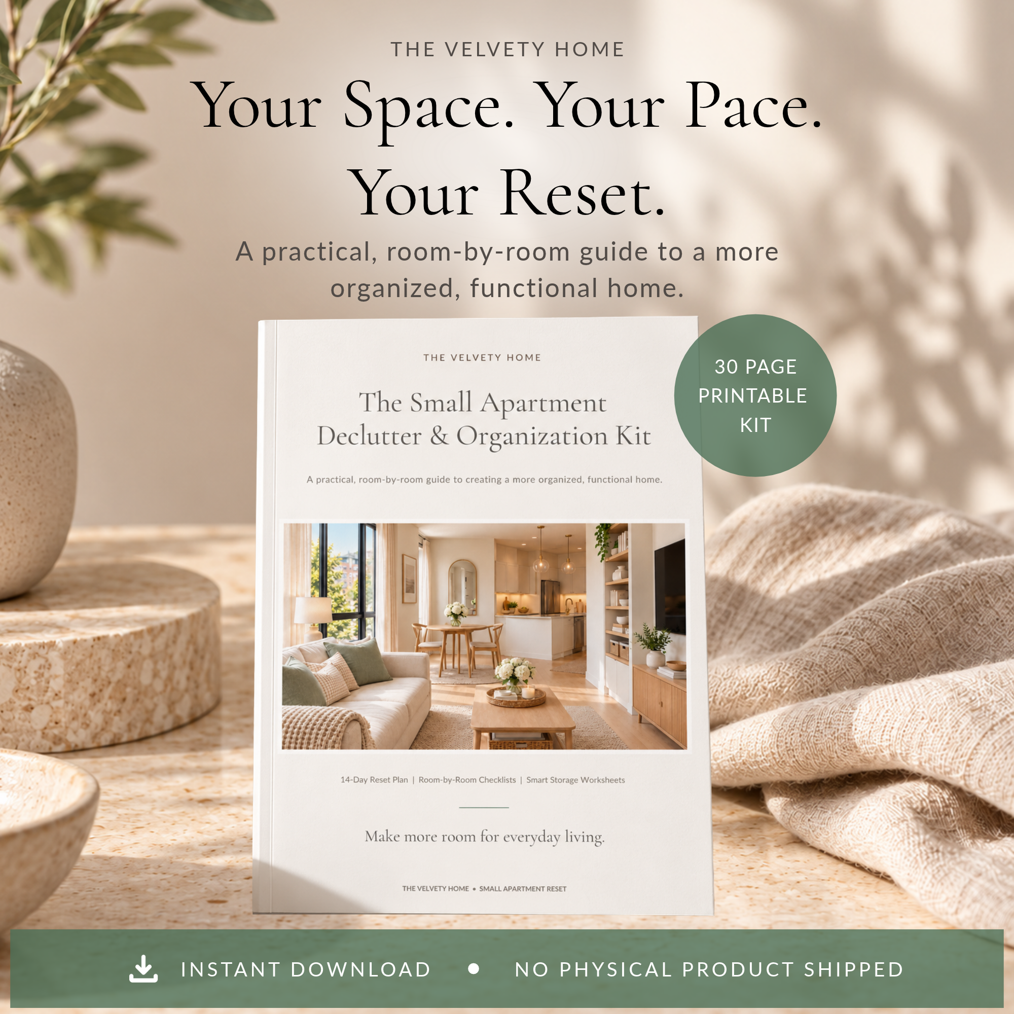 Small Apartment Declutter & Organization Kit – 30-Page Printable Workbook