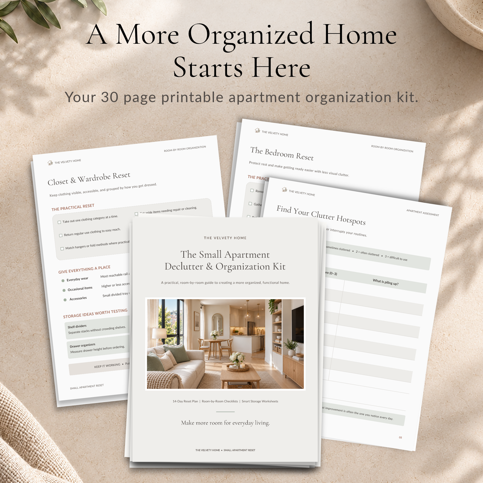 Small Apartment Declutter & Organization Kit – 30-Page Printable Workbook - Image 2