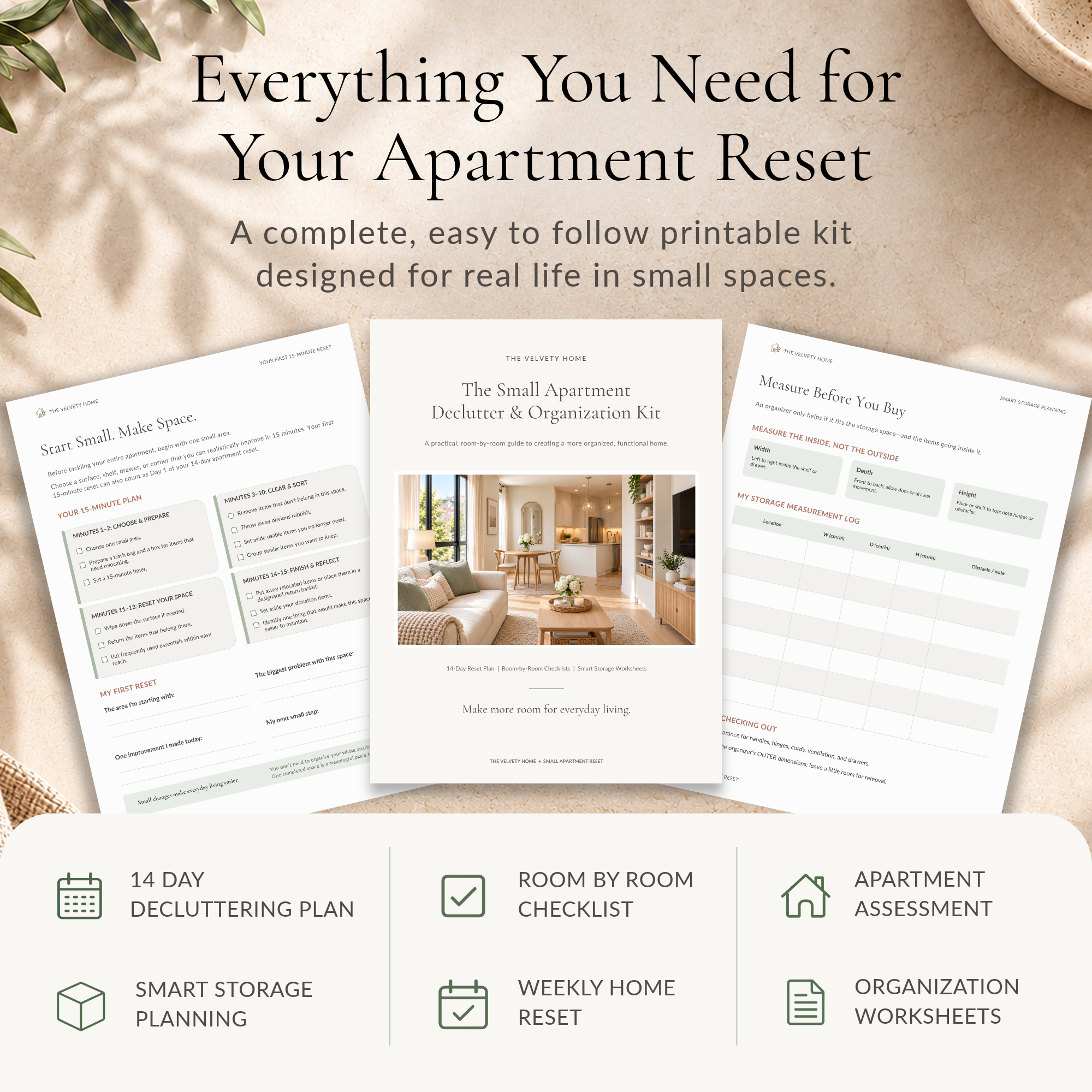 Small Apartment Declutter & Organization Kit – 30-Page Printable Workbook - Image 3