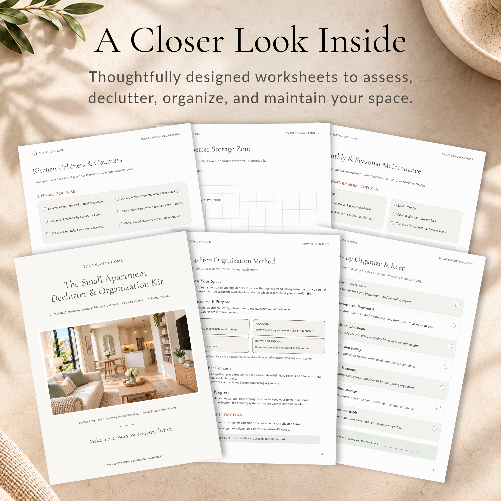 Small Apartment Declutter & Organization Kit – 30-Page Printable Workbook - Image 4